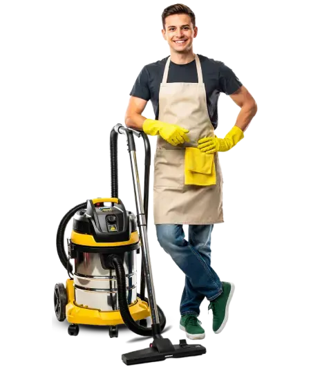 Professional cleaner with cleaning equipment ready to deep clean a Bay Area home — Jales Cleaning Services