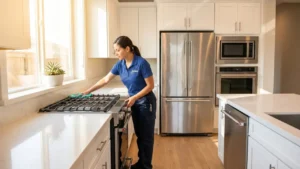 Deep clean kitchen appliances before moving out San Jose rental apartment