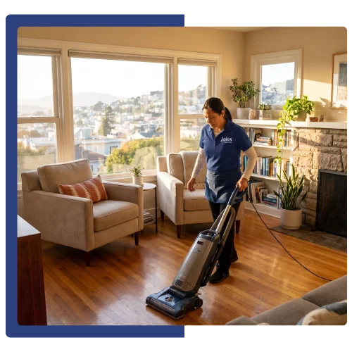 Jales Cleaning Services staff member arriving for scheduled house cleaning
