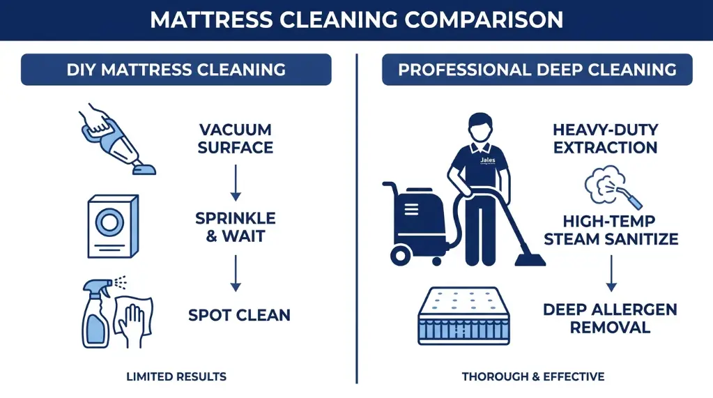 Comparison of DIY versus professional mattress cleaning methods