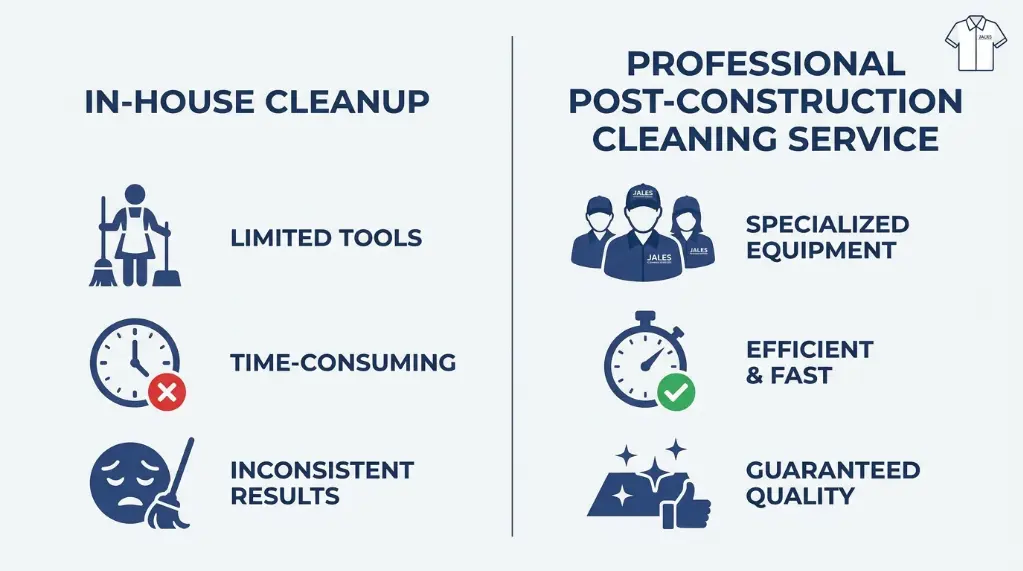 Comparison of DIY versus professional commercial post construction cleaning services
