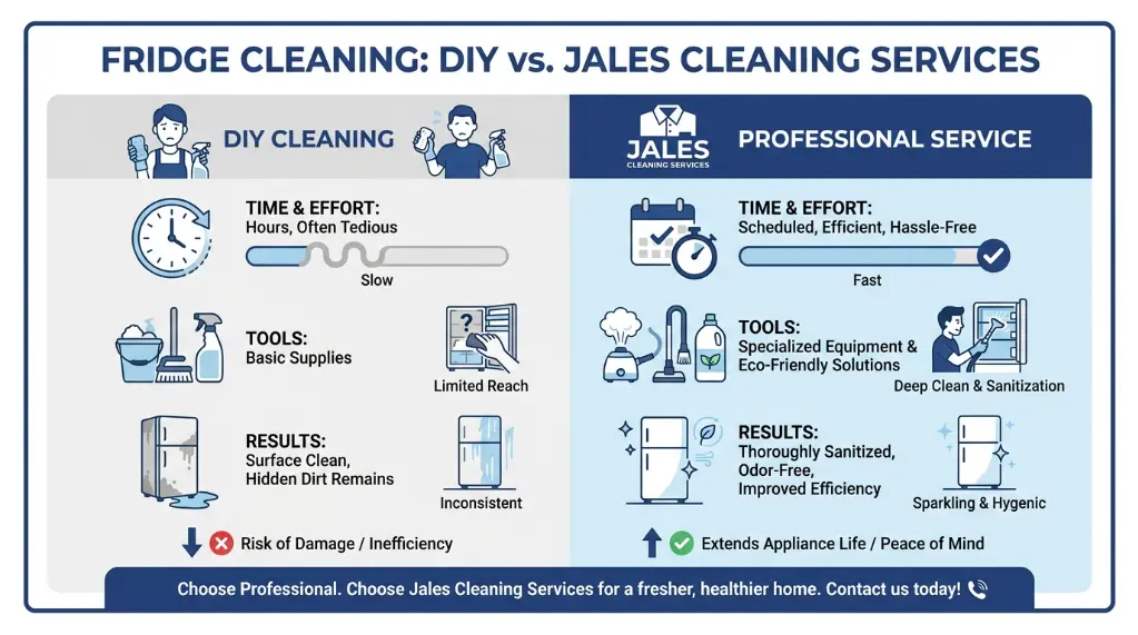 Comparison of DIY versus professional deep clean refrigerator service