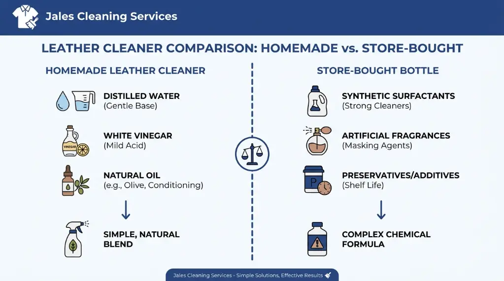 Comparison of DIY leather cleaner versus store-bought leather cleaner