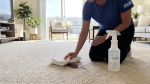 How do you clean vomit from carpet — blotting a fresh stain in a San Jose home
