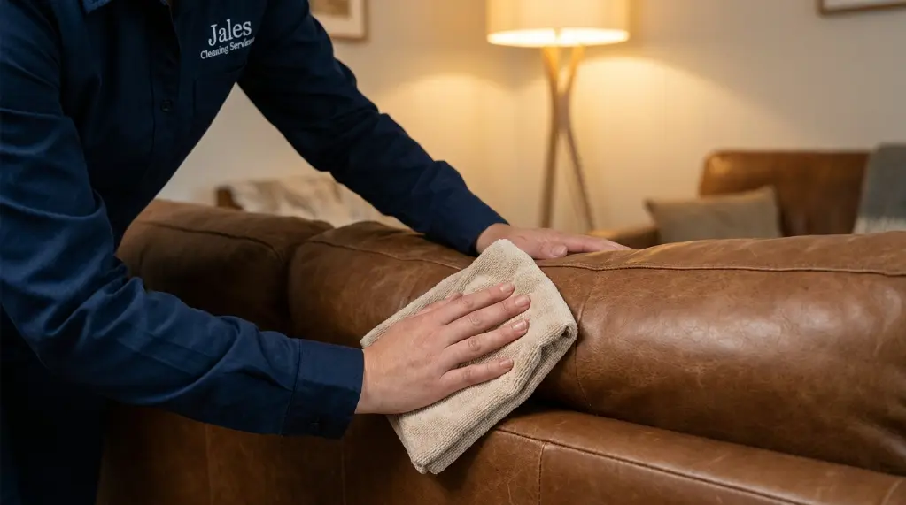 Baking soda used to remove an oil stain from leather