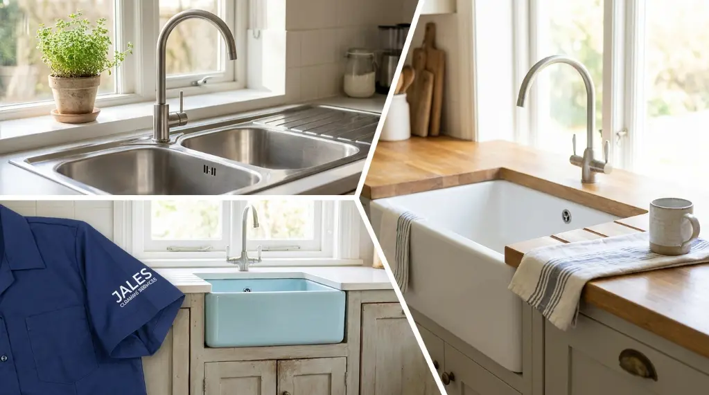 Quick cleaning tips sink types including stainless steel, porcelain, and enamel