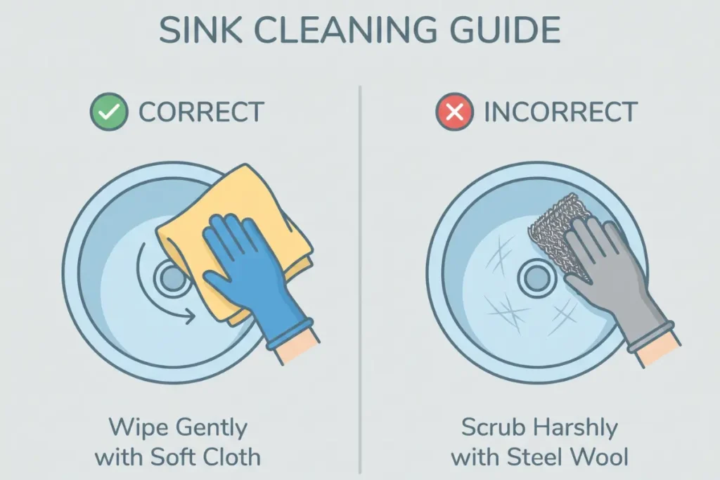 Common mistakes to avoid when cleaning stainless steel sinks