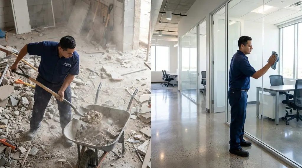 The three phases of post construction cleaning from rough clean to final polish