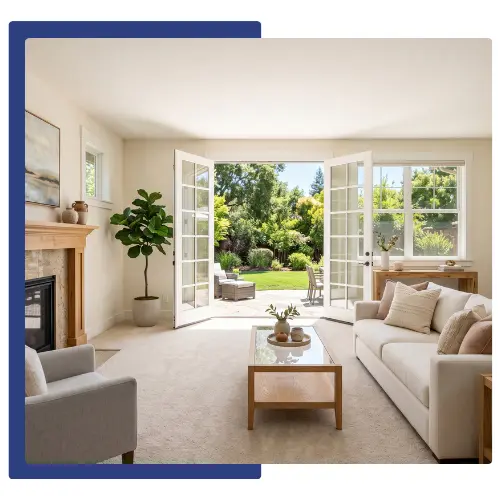 Clean living room and carpet in a Campbell CA home after professional cleaning by Jales