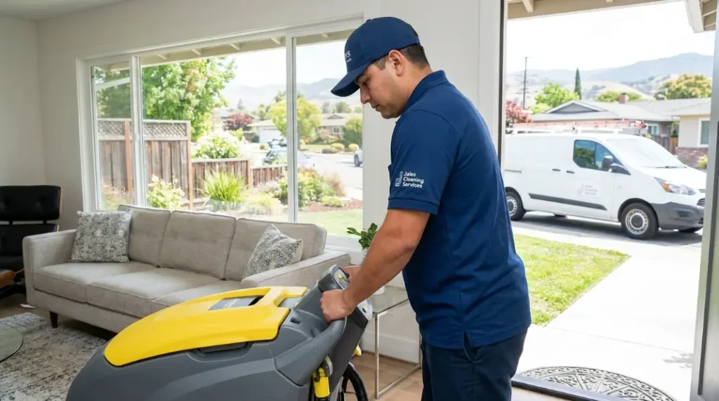 Jales Cleaning Services technician using professional cleaning tools in San Jose