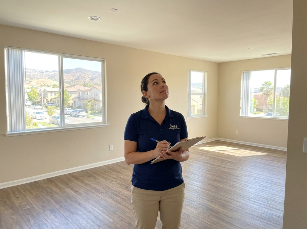 Landlord conducting final inspection of a clean rental property in San Jose after professional turnover cleaning